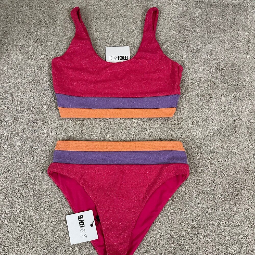NEW SET Beach Riot two piece bikini set size large
